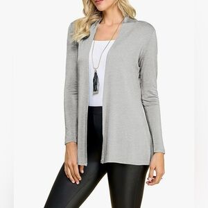 Open Front Drape Lightweight Duster High Low Hem Long Sleeve Cardigan -h grey